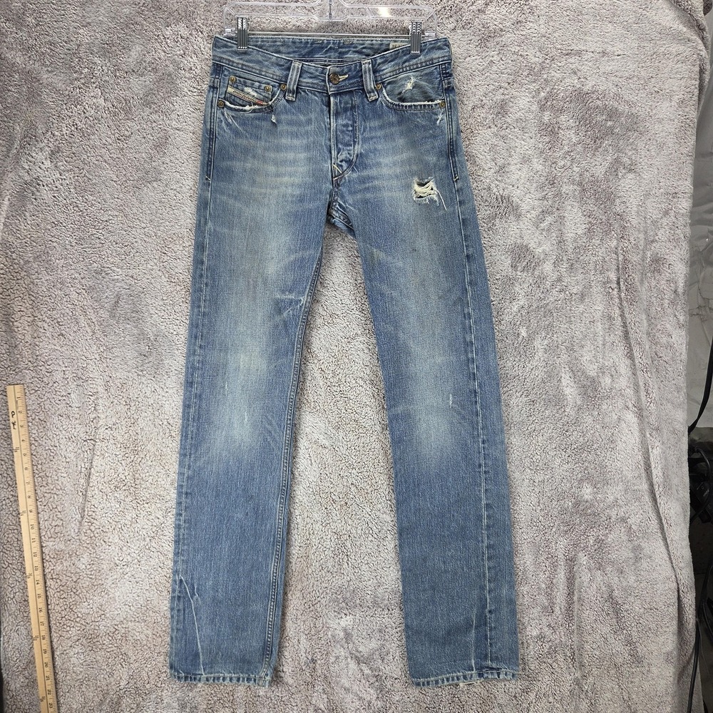 Diesel Jeans Mens 27x34 Blue Viker Regular Straight Made in Italy Zip Fly 008IK